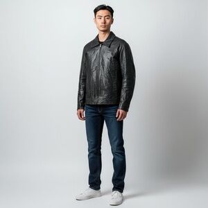 Vintage Conbipel men's leather jacket in black size 54 XL